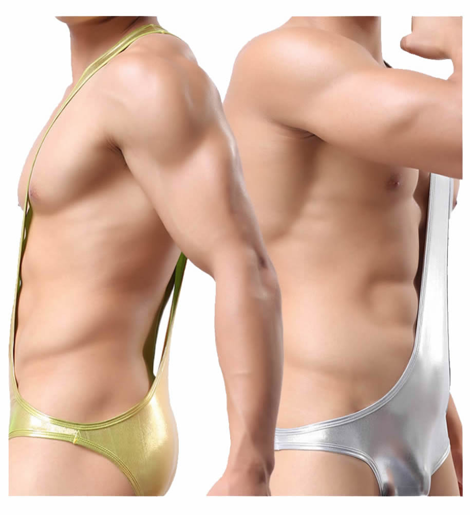 New Design Male Sexy Lingerie Vest Shorts Babydoll Gold Silver Color Men Hot Dancing Clubwear Costume Swimsuit Thong Underwear Brief